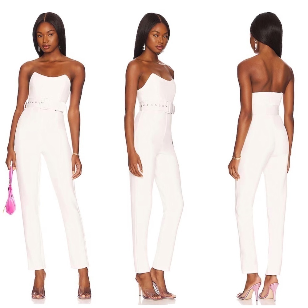 Superdown Naomi Belted Jumpsuit in White Size XS